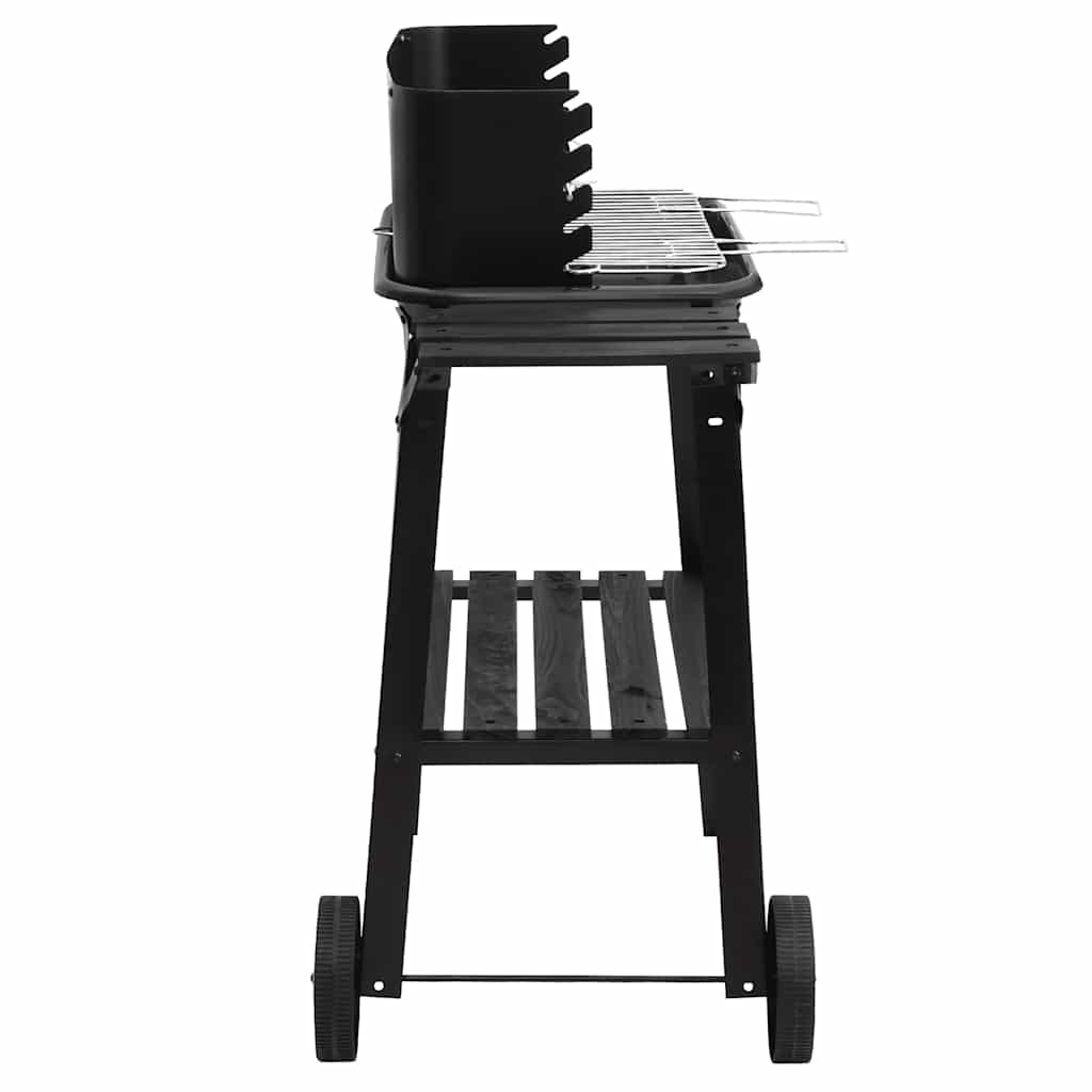 vidaXL Charcoal BBQ Grill with Wheels Black Steel