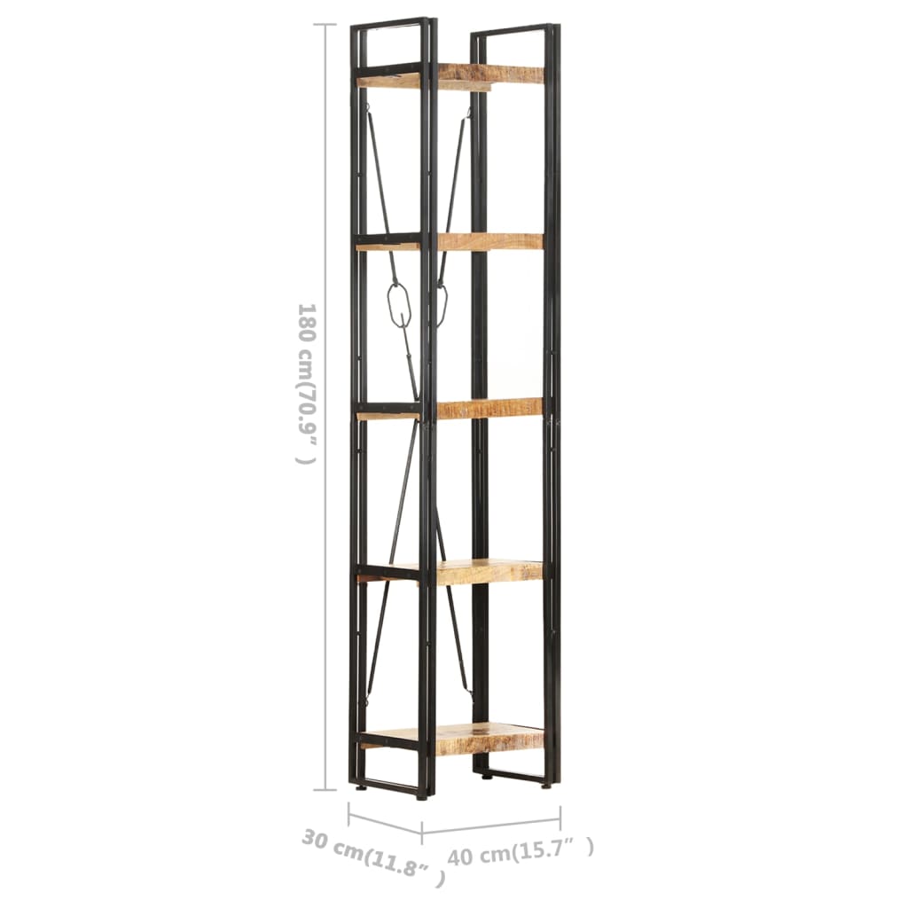 vidaXL 5-Tier Bookcase 39x30x180 cm Solid Mango Wood