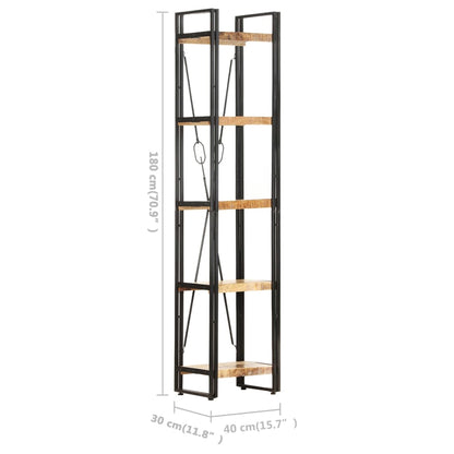 vidaXL 5-Tier Bookcase 39x30x180 cm Solid Mango Wood