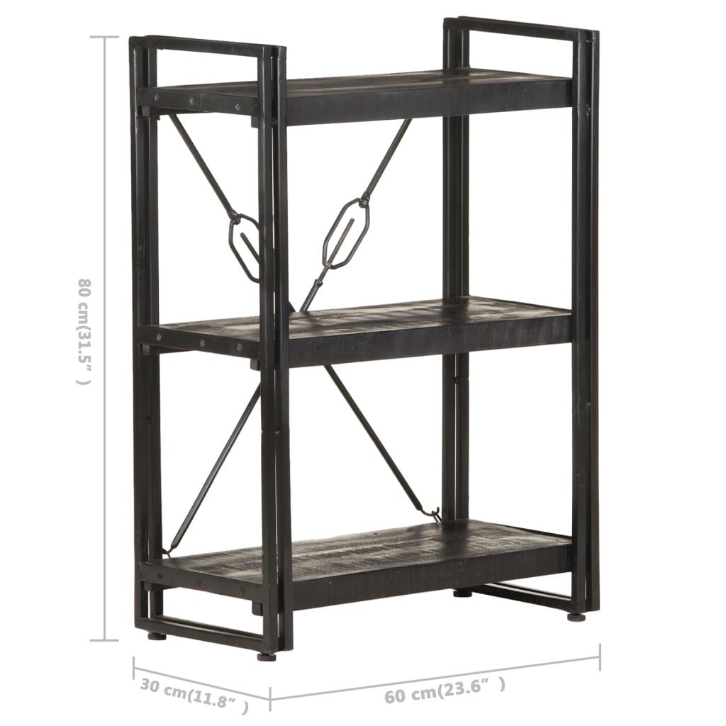 vidaXL Bookcase | Black | Solid Mango Wood | Medium | Shelving | Bookcase