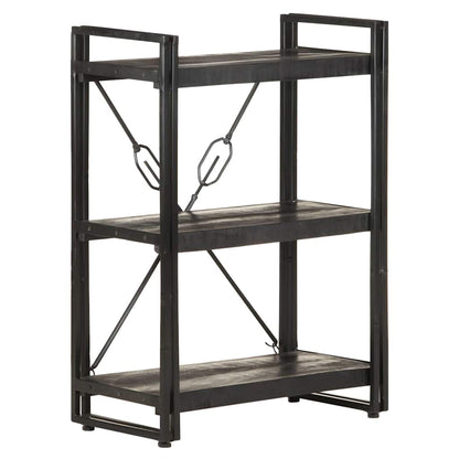 vidaXL 3-Tier Bookcase Black 60x30x80 cm Solid Mango Wood