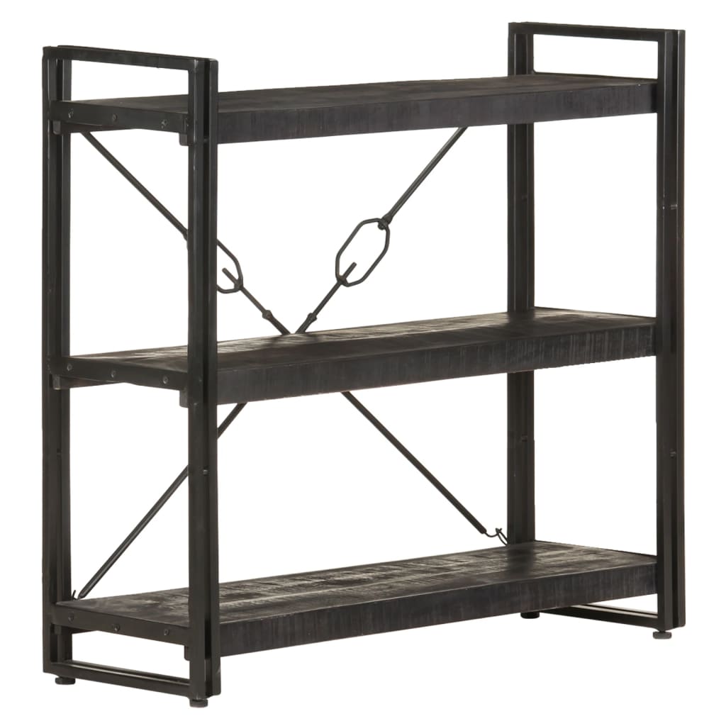 vidaXL Bookcase | Black | Solid rough mango wood | Medium | Durable | Bookcase