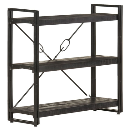 vidaXL Bookcase | Black | Solid rough mango wood | Medium | Durable | Bookcase