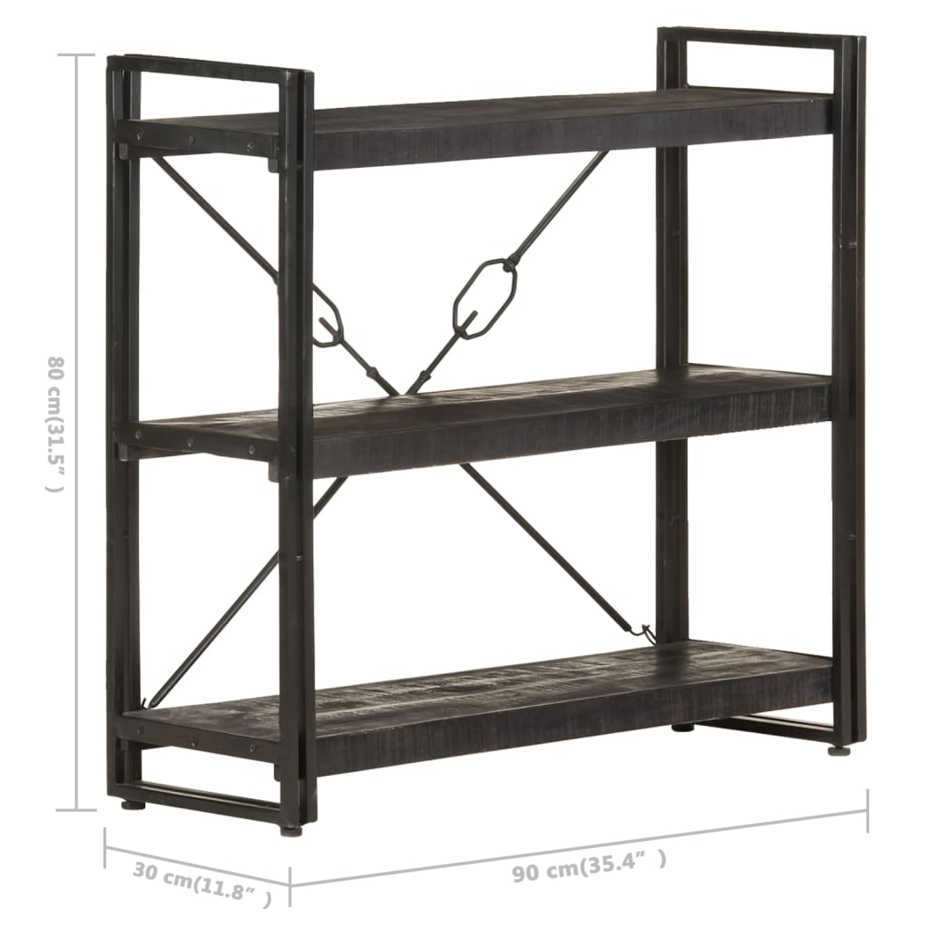 vidaXL Bookcase | Black | Solid rough mango wood | Medium | Durable | Bookcase