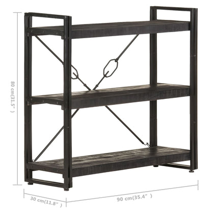 vidaXL Bookcase | Black | Solid rough mango wood | Medium | Durable | Bookcase