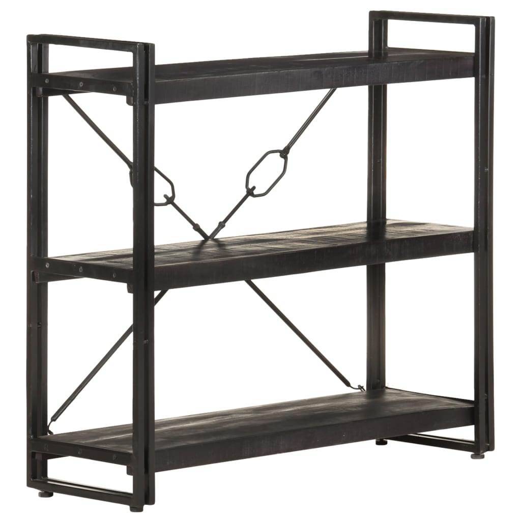 vidaXL Bookcase | Black | Solid rough mango wood | Medium | Durable | Bookcase