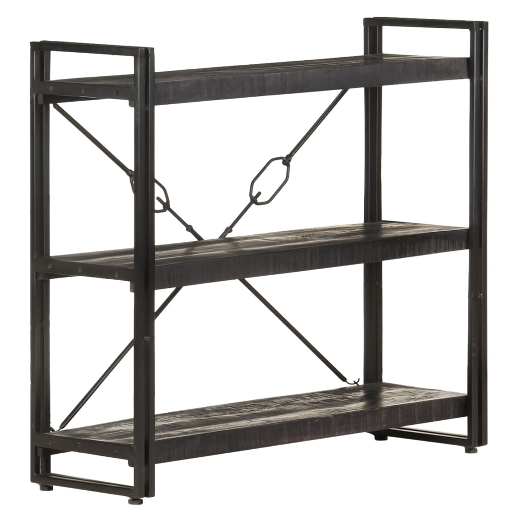 vidaXL Bookcase | Black | Solid rough mango wood | Medium | Durable | Bookcase