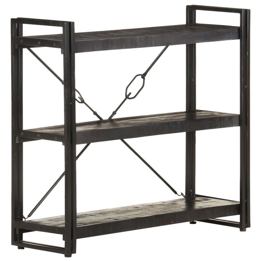 vidaXL Bookcase | Black | Solid rough mango wood | Medium | Durable | Bookcase