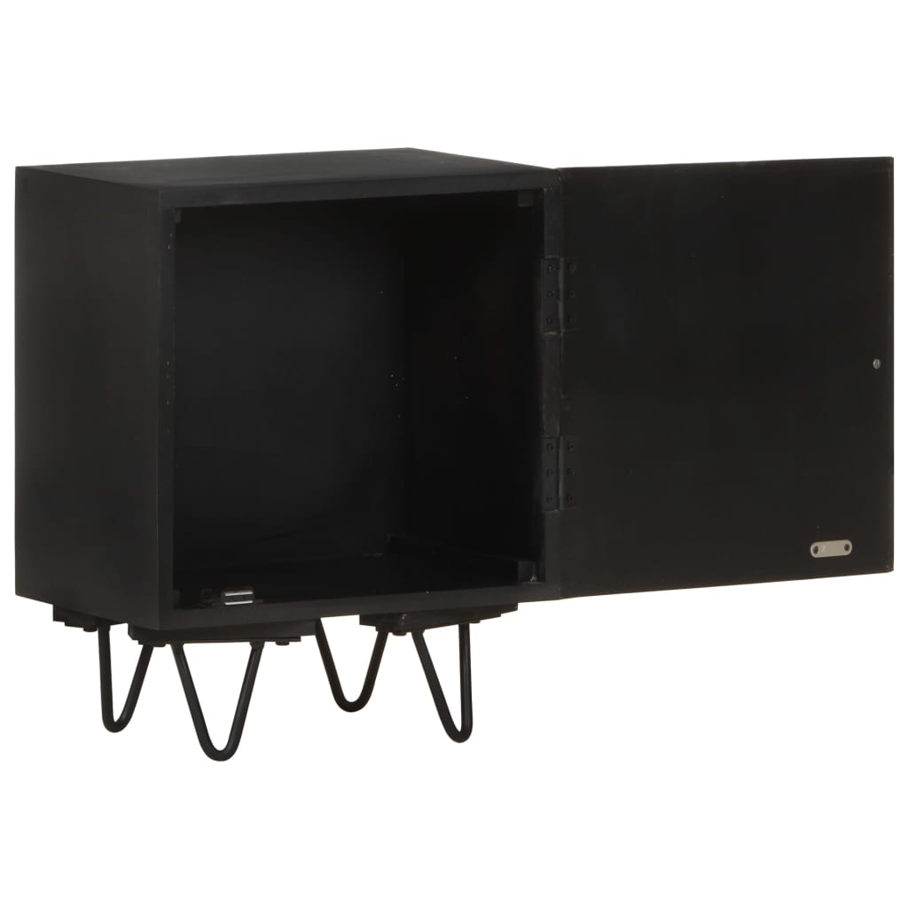 vidaXL Bedside Cabinet with Brass Front 40x30x50 cm Solid Mango Wood
