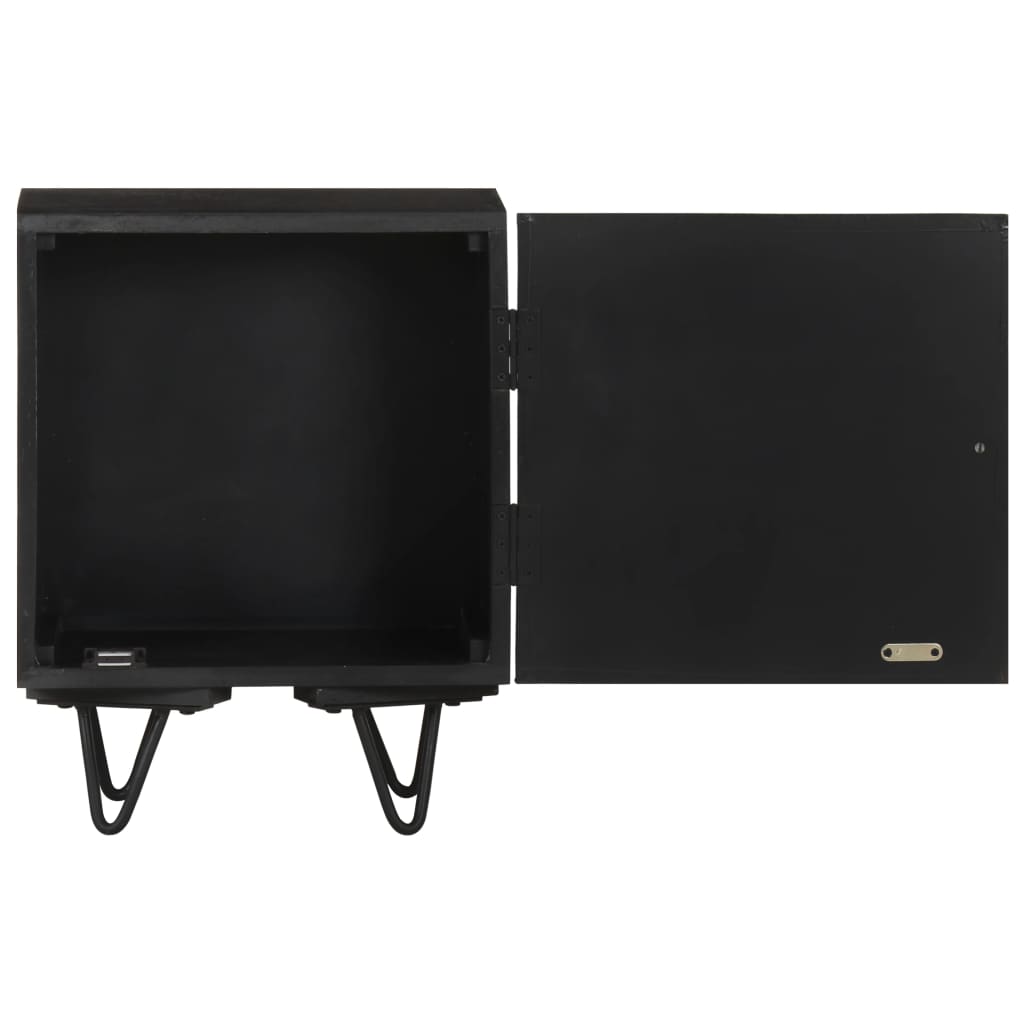 vidaXL Bedside Cabinet with Brass Front 40x30x50 cm Solid Mango Wood