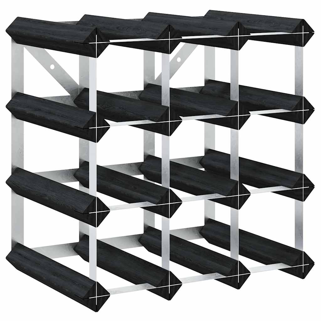 325913 vidaXL Wine Rack for 12 Bottles Black Solid Pine Wood