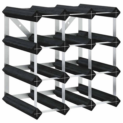 325913 vidaXL Wine Rack for 12 Bottles Black Solid Pine Wood