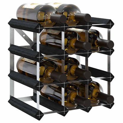 325913 vidaXL Wine Rack for 12 Bottles Black Solid Pine Wood