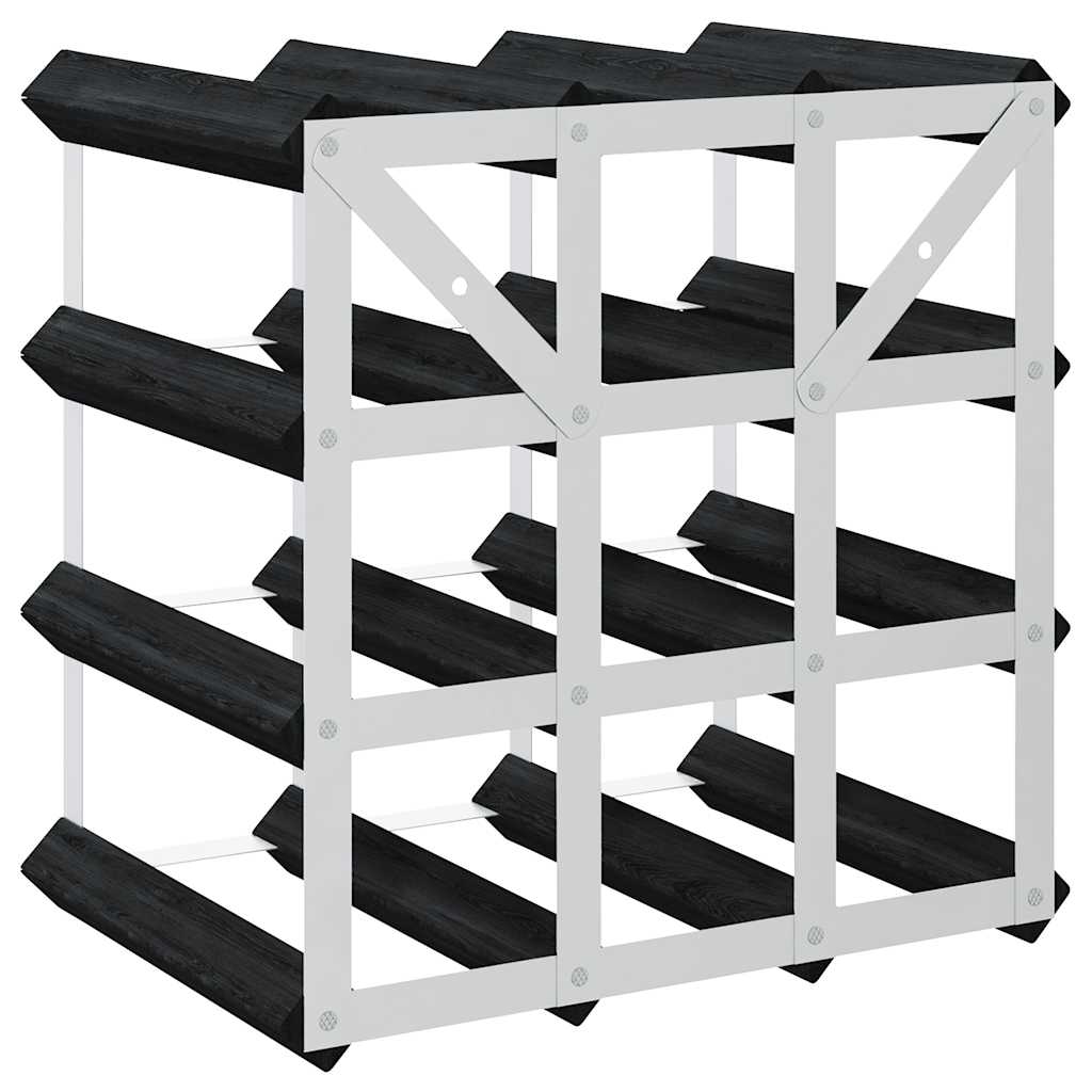 vidaXL Wine Rack for 12 Bottles Black Solid Pine Wood