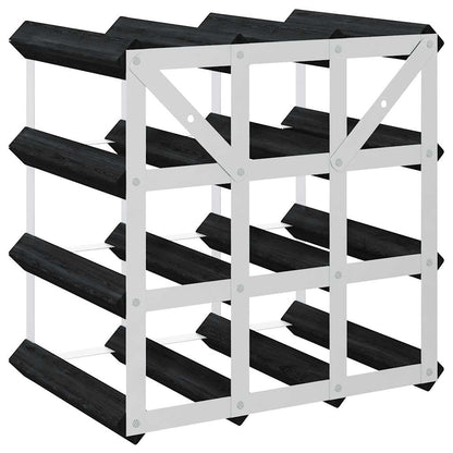 vidaXL Wine Rack for 12 Bottles Black Solid Pine Wood