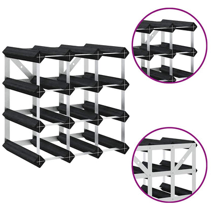 vidaXL Wine Rack for 12 Bottles Black Solid Pine Wood