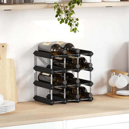 325913 vidaXL Wine Rack for 12 Bottles Black Solid Pine Wood