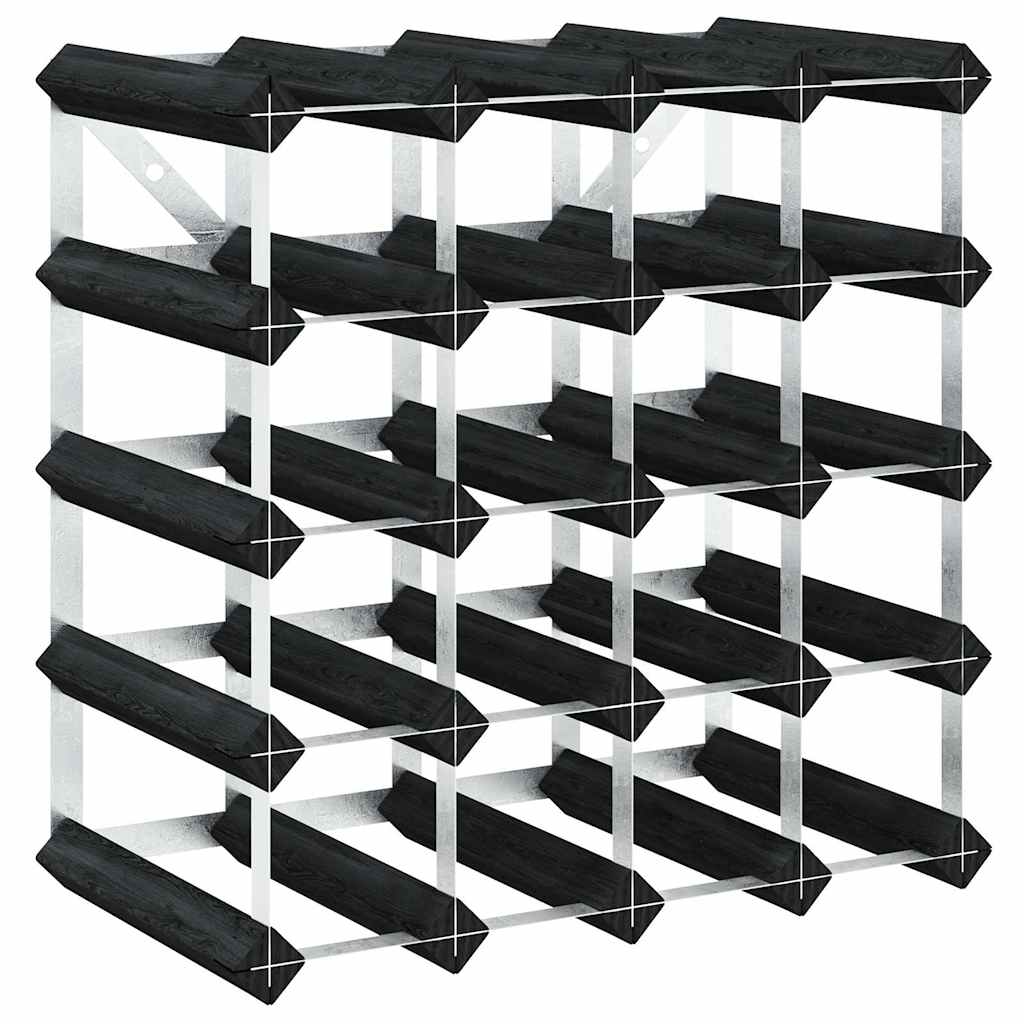 325914 vidaXL Wine Rack for 20 Bottles Black Solid Pine Wood