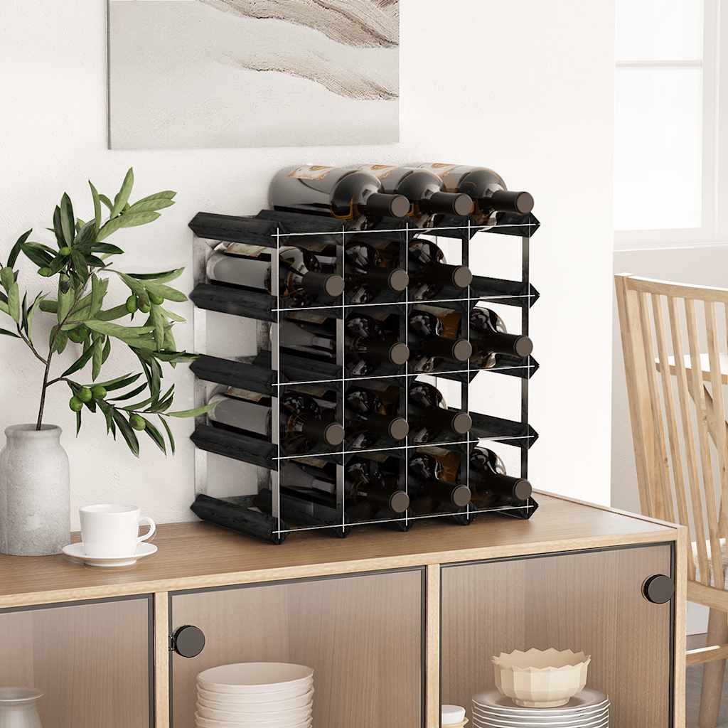 vidaXL Wine Rack for 20 Bottles Black Solid Pine Wood
