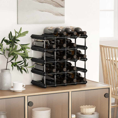vidaXL Wine Rack for 20 Bottles Black Solid Pine Wood