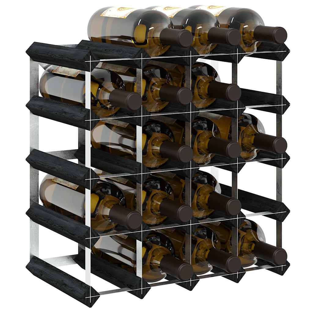 vidaXL Wine Rack for 20 Bottles Black Solid Pine Wood