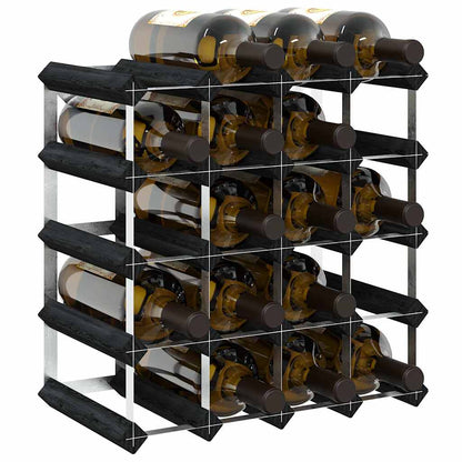 vidaXL Wine Rack for 20 Bottles Black Solid Pine Wood