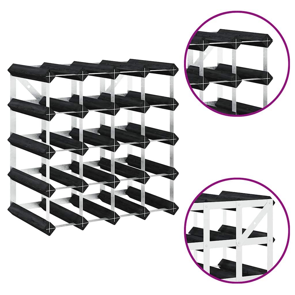 vidaXL Wine Rack for 20 Bottles Black Solid Pine Wood