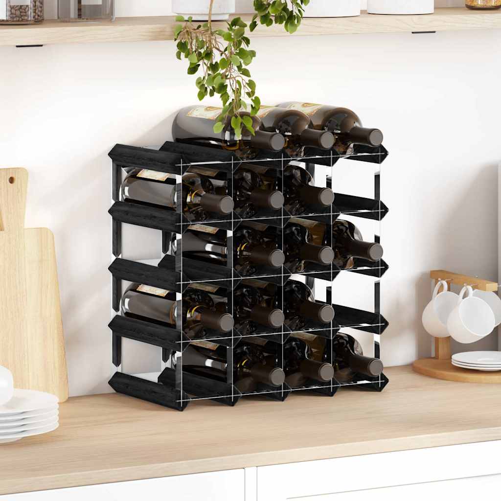 325914 vidaXL Wine Rack for 20 Bottles Black Solid Pine Wood