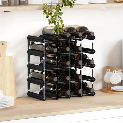 vidaXL Wine Rack for 20 Bottles Black Solid Pine Wood