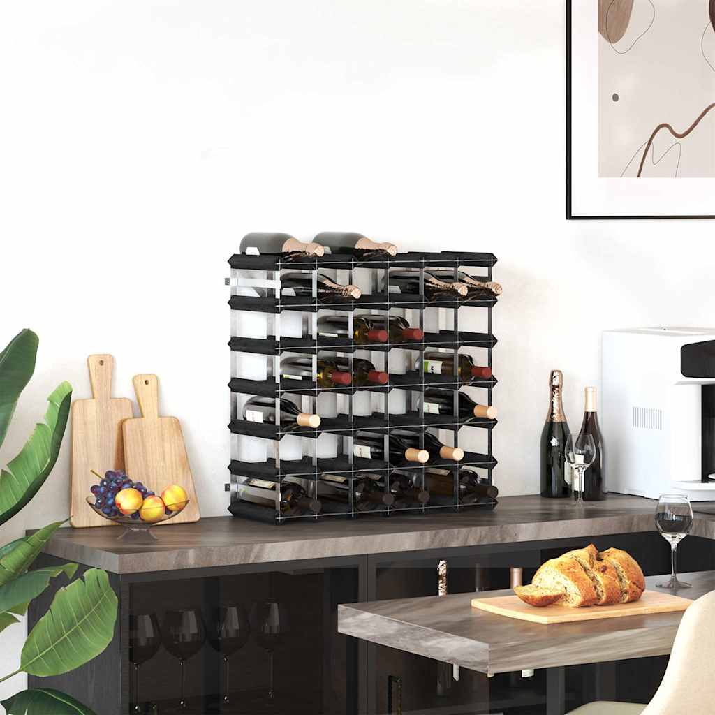 325915 vidaXL Wine Rack for 42 Bottles Black Solid Pine Wood