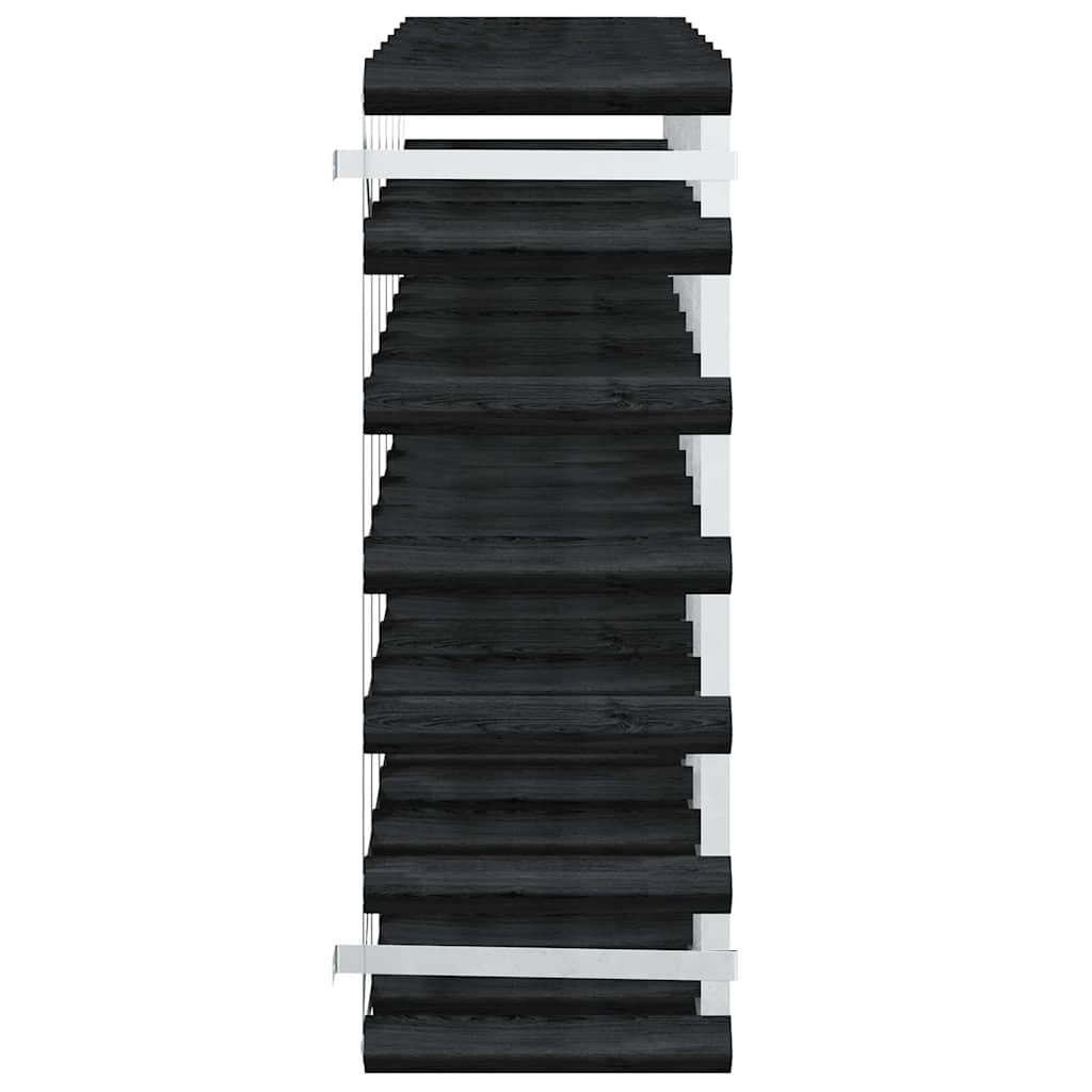 vidaXL Wine Rack for 42 Bottles Black Solid Pine Wood