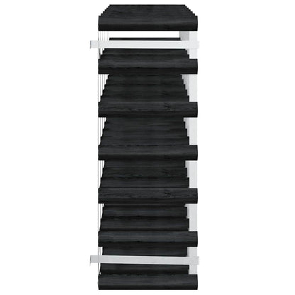 vidaXL Wine Rack for 42 Bottles Black Solid Pine Wood