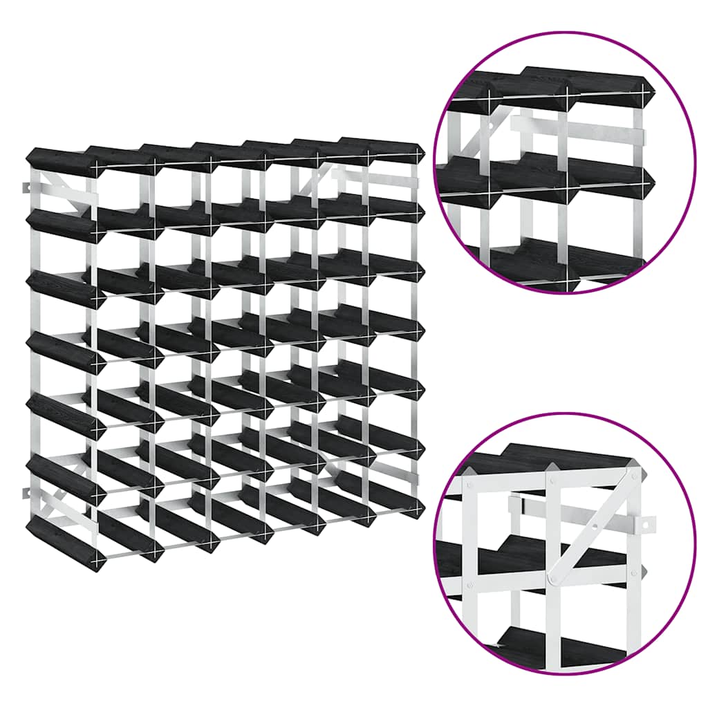vidaXL Wine Rack for 42 Bottles Black Solid Pine Wood