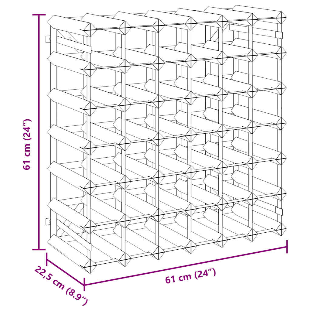 vidaXL Wine Rack for 42 Bottles Black Solid Pine Wood