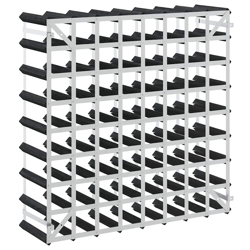 vidaXL Wine Rack for 72 Bottles Black Solid Pine Wood