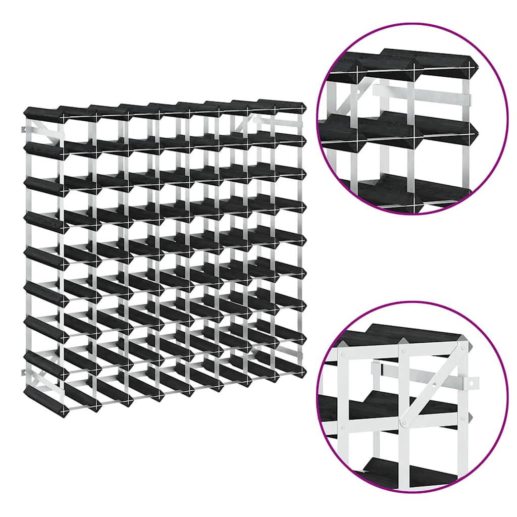 vidaXL Wine Rack for 72 Bottles Black Solid Pine Wood