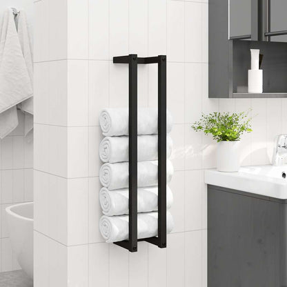 vidaXL Towel Rack | Black | Iron | 12.5x12.5x60 cm | Wall mounting | Towel Rack