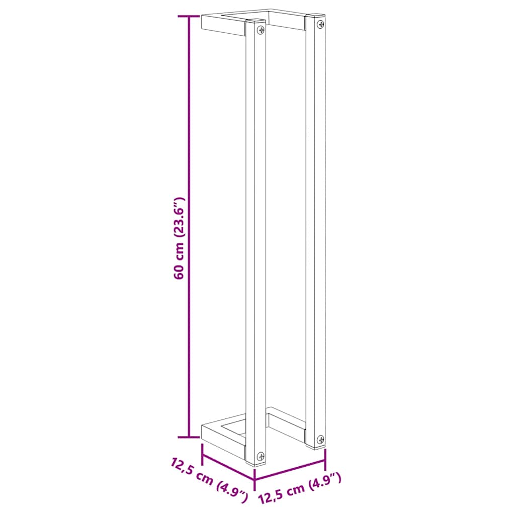 vidaXL Towel Rack | Black | Iron | 12.5x12.5x60 cm | Wall mounting | Towel Rack