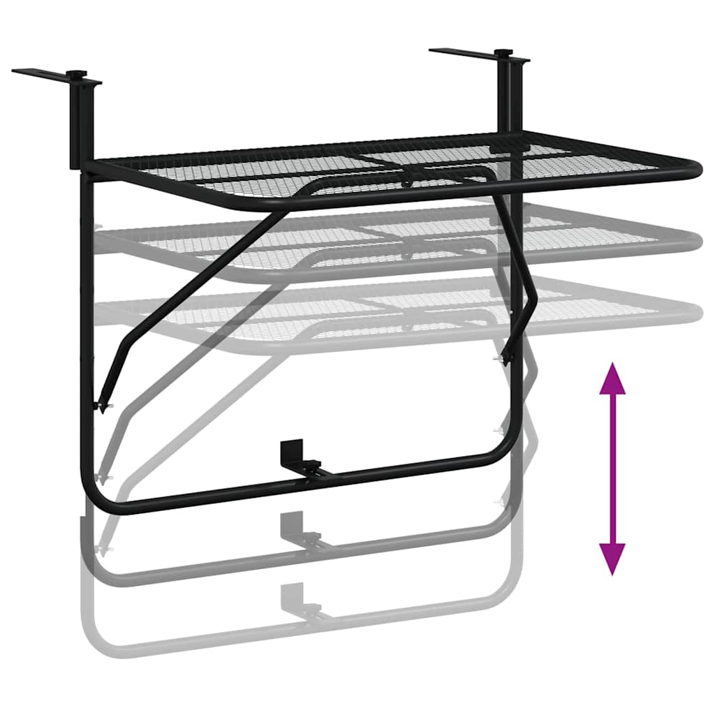 325924 vidaXL Balcony Table Black 60x40 cm Steel