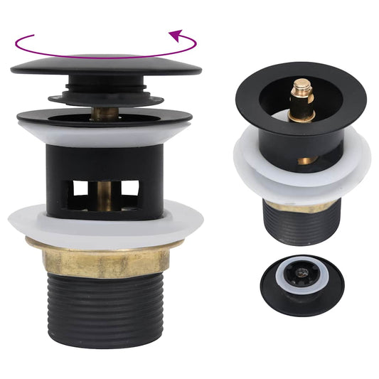149056 vidaXL Push Drain with Overflow Function Black 6,4x6,4x9,1 cm