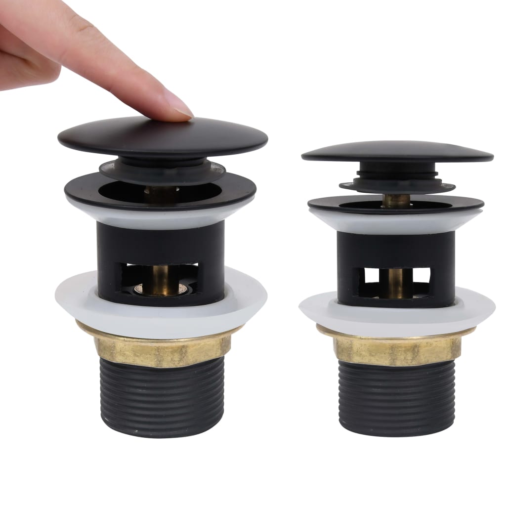 vidaXL Push Drain with Overflow Function Black 6.4x6.4x9.1 cm