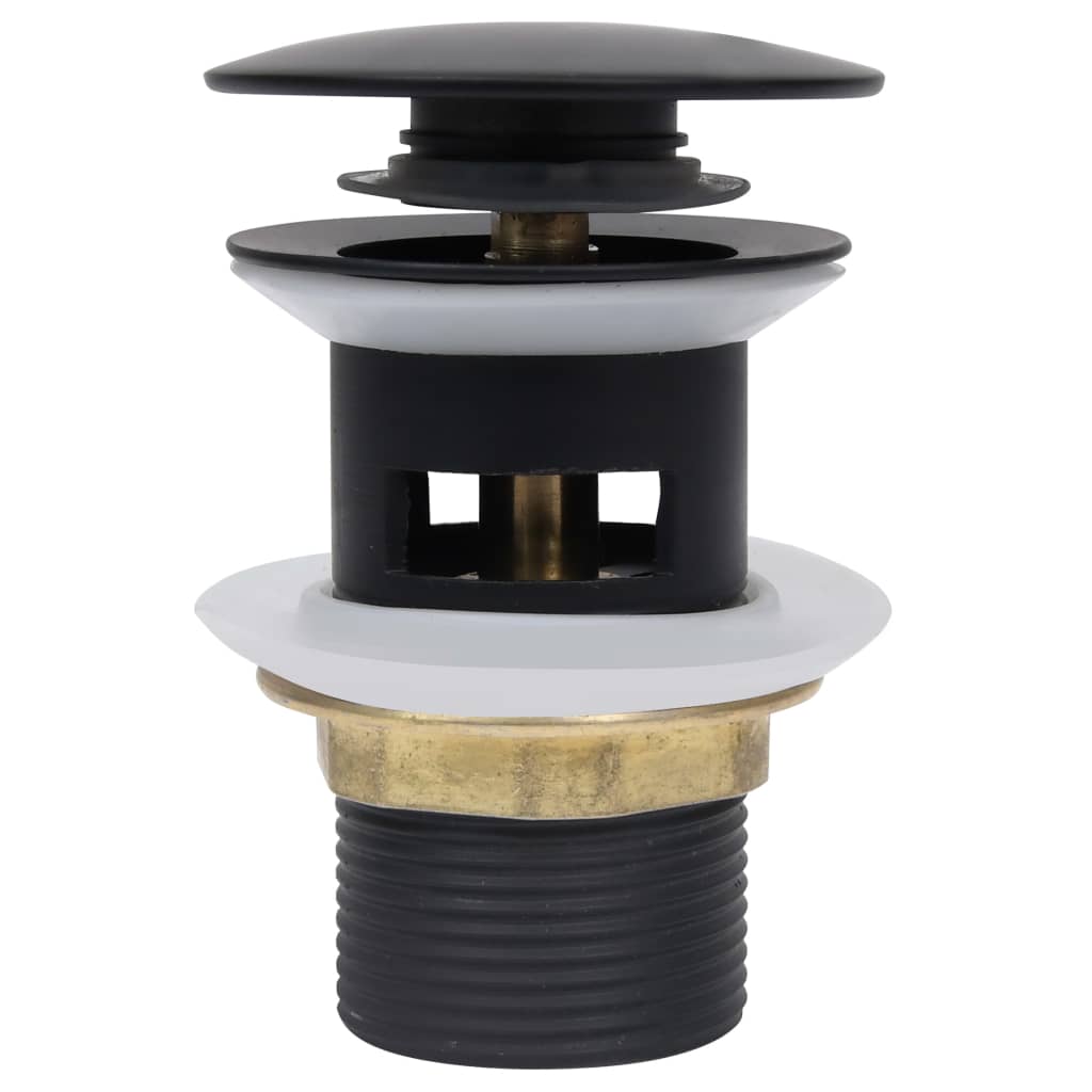 vidaXL Push Drain with Overflow Function Black 6.4x6.4x9.1 cm
