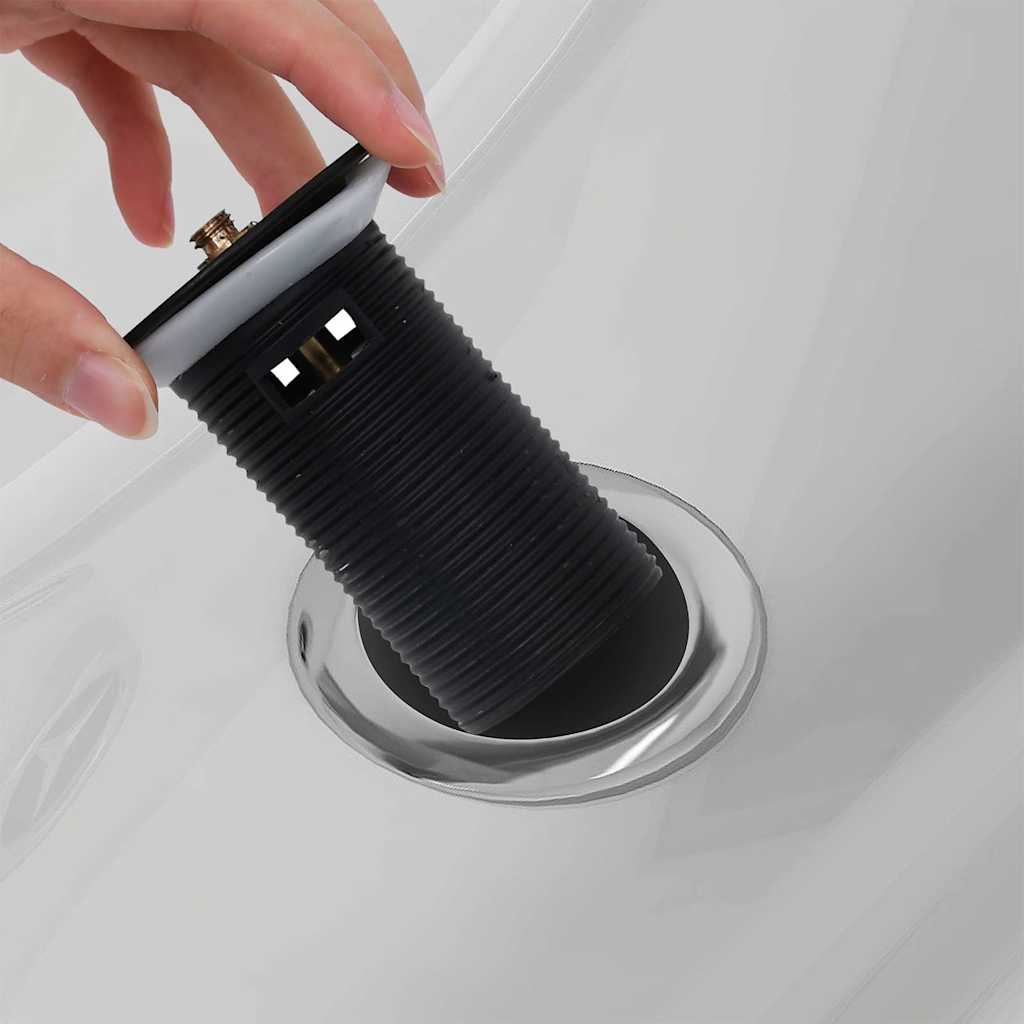 149056 vidaXL Push Drain with Overflow Function Black 6,4x6,4x9,1 cm