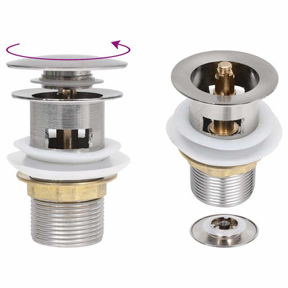 149059 vidaXL Push Drain with Overflow Function Silver 6,4x6,4x9,1 cm