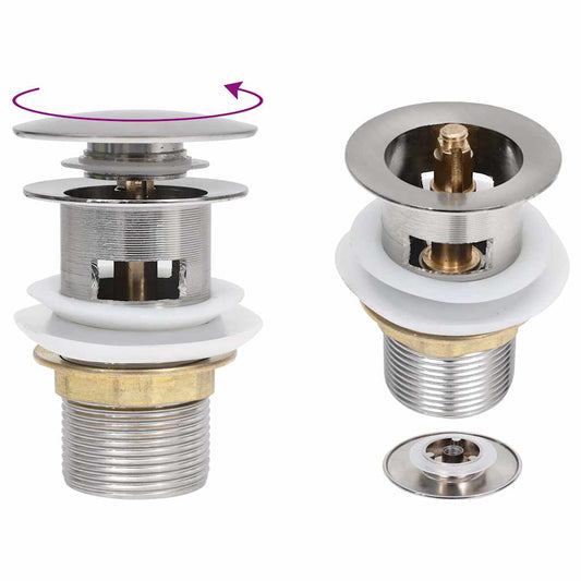 149059 vidaXL Push Drain with Overflow Function Silver 6,4x6,4x9,1 cm