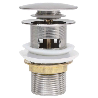 149059 vidaXL Push Drain with Overflow Function Silver 6,4x6,4x9,1 cm