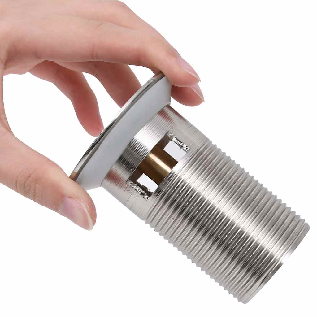 149059 vidaXL Push Drain with Overflow Function Silver 6,4x6,4x9,1 cm