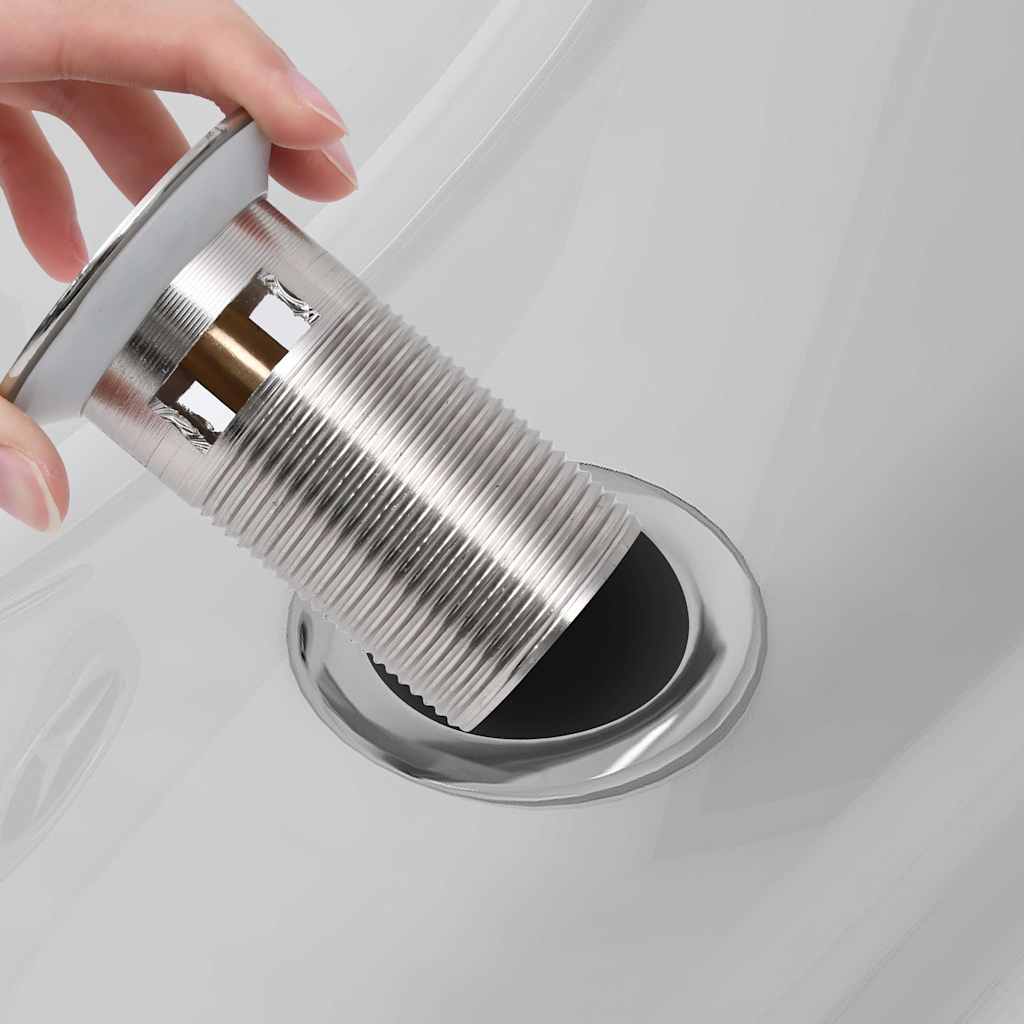 149059 vidaXL Push Drain with Overflow Function Silver 6,4x6,4x9,1 cm