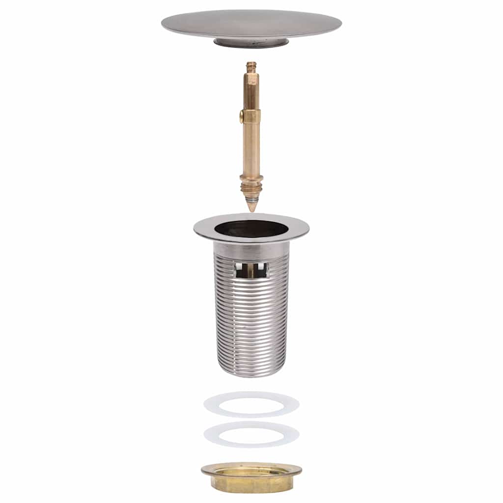 149059 vidaXL Push Drain with Overflow Function Silver 6,4x6,4x9,1 cm