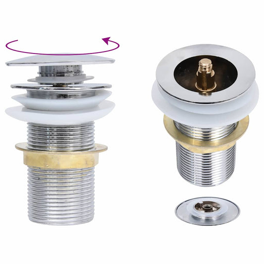 149060 vidaXL Push Drain without Overflow Function Chrome 6,4x6,4x9,1 cm